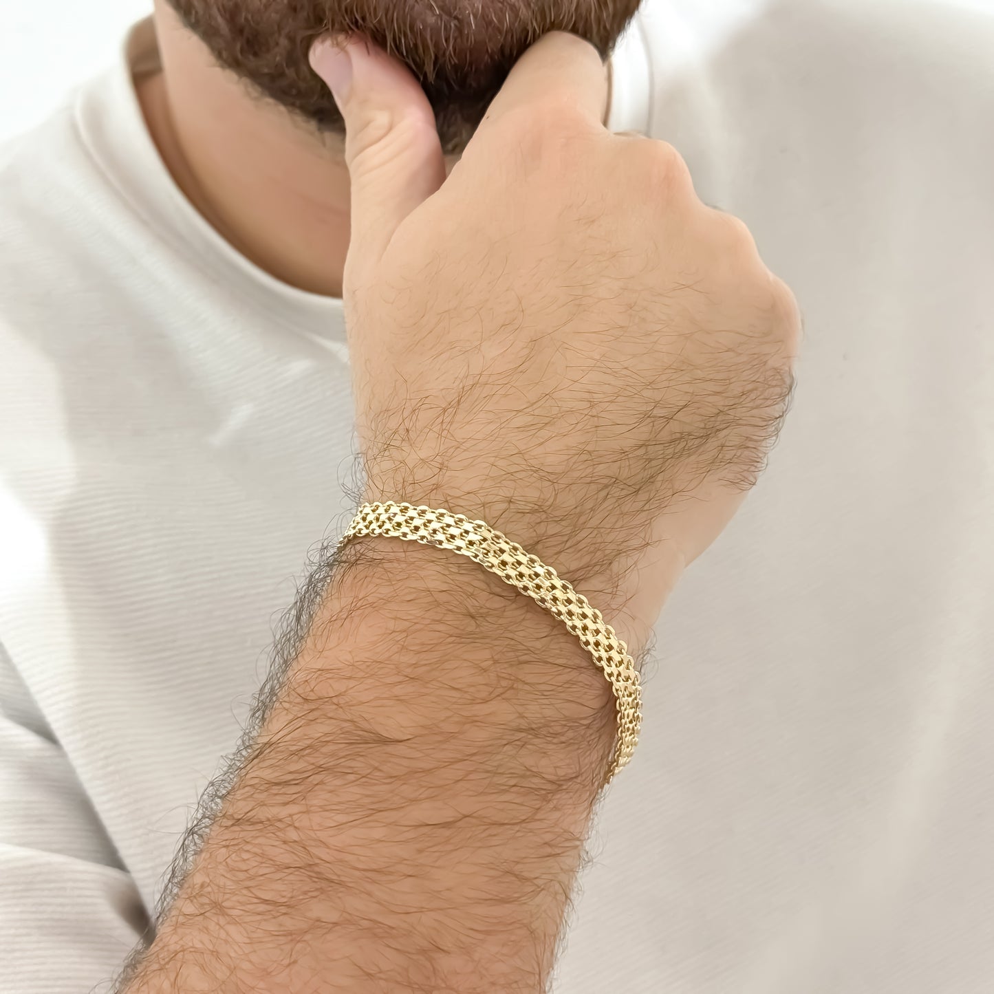 Pulsera Gruesa Tejido Chino de 10mm de grosor en Oro Laminado 18k con Garantia de por vida