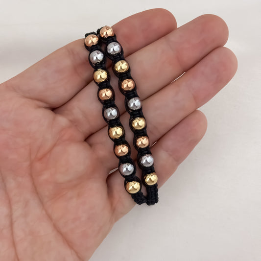 Juego de Pulseras  de 3 oros en Balin de 4mm de Grosor en Oro Laminado 18k con Grantia de por vida mismo color de ORO DE 18K
